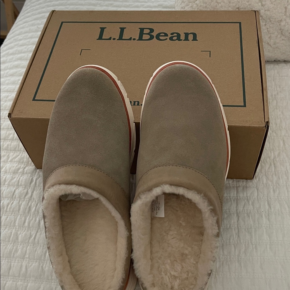 L.L. Bean Taupe Slip-On Shoes with Plush Lining